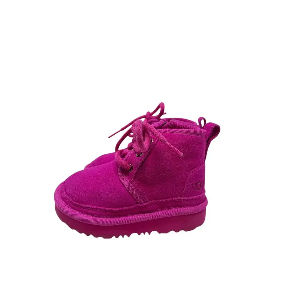 UGG Neumel II Toddler Boots Pink Fuchsia Suede Lace Up Zip Kids Size‎ 6